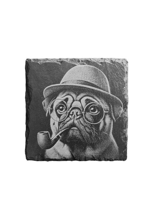 Detective Pug slate coaster