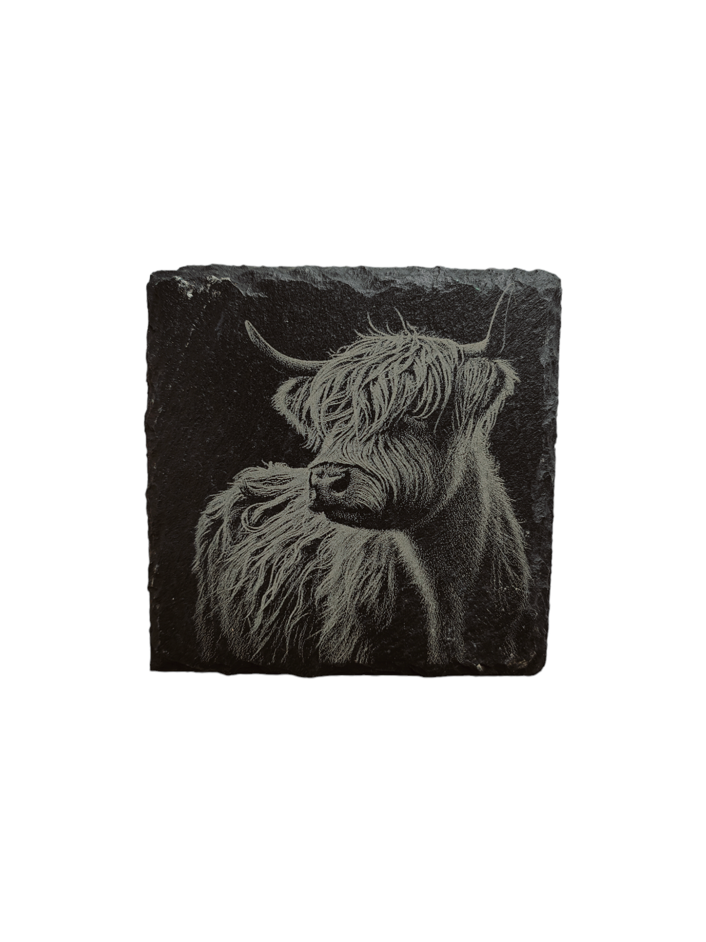 Highland Cow slate coaster